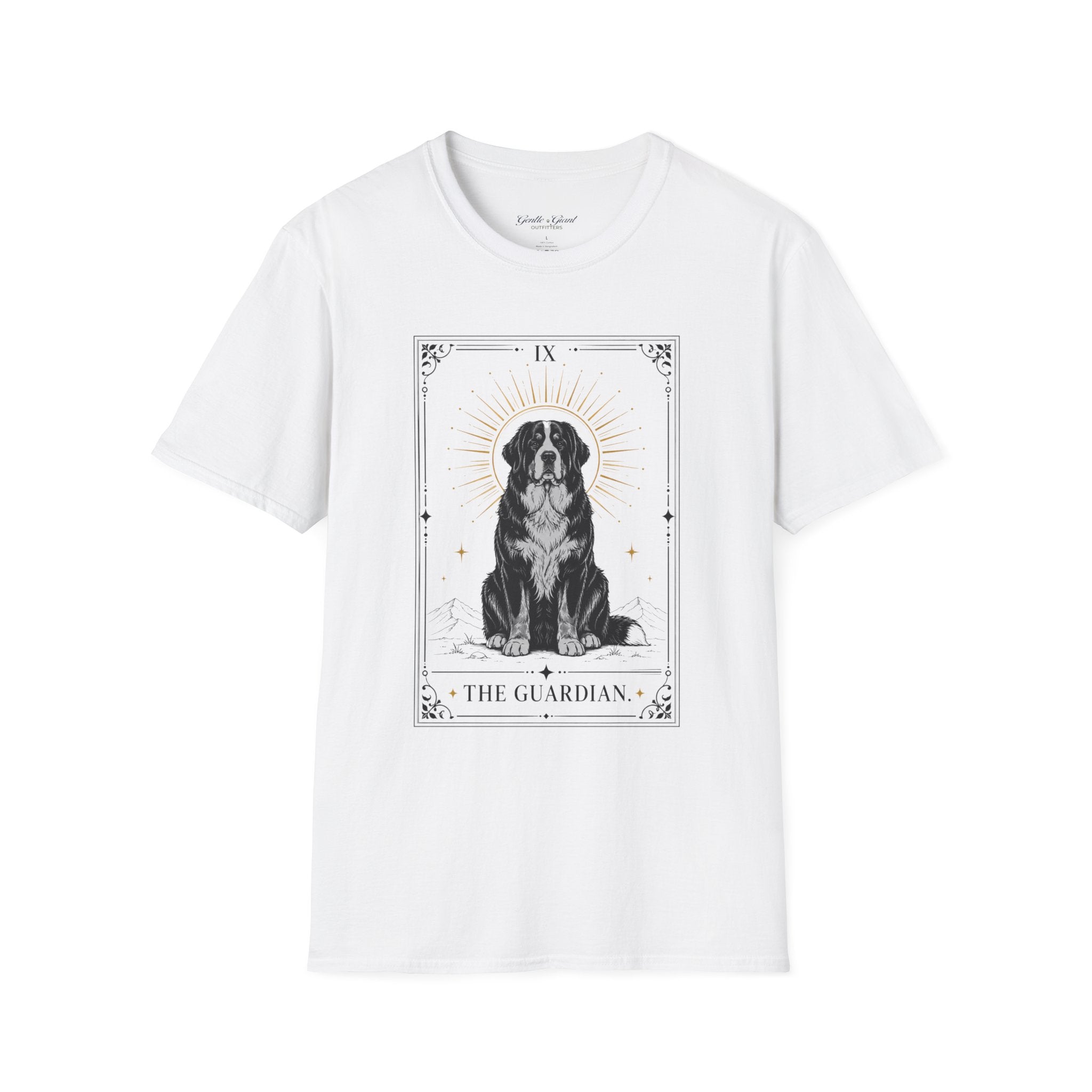 Tarot Dog T-Shirt — “The Guardian” Bernese Mountain Card Tee
