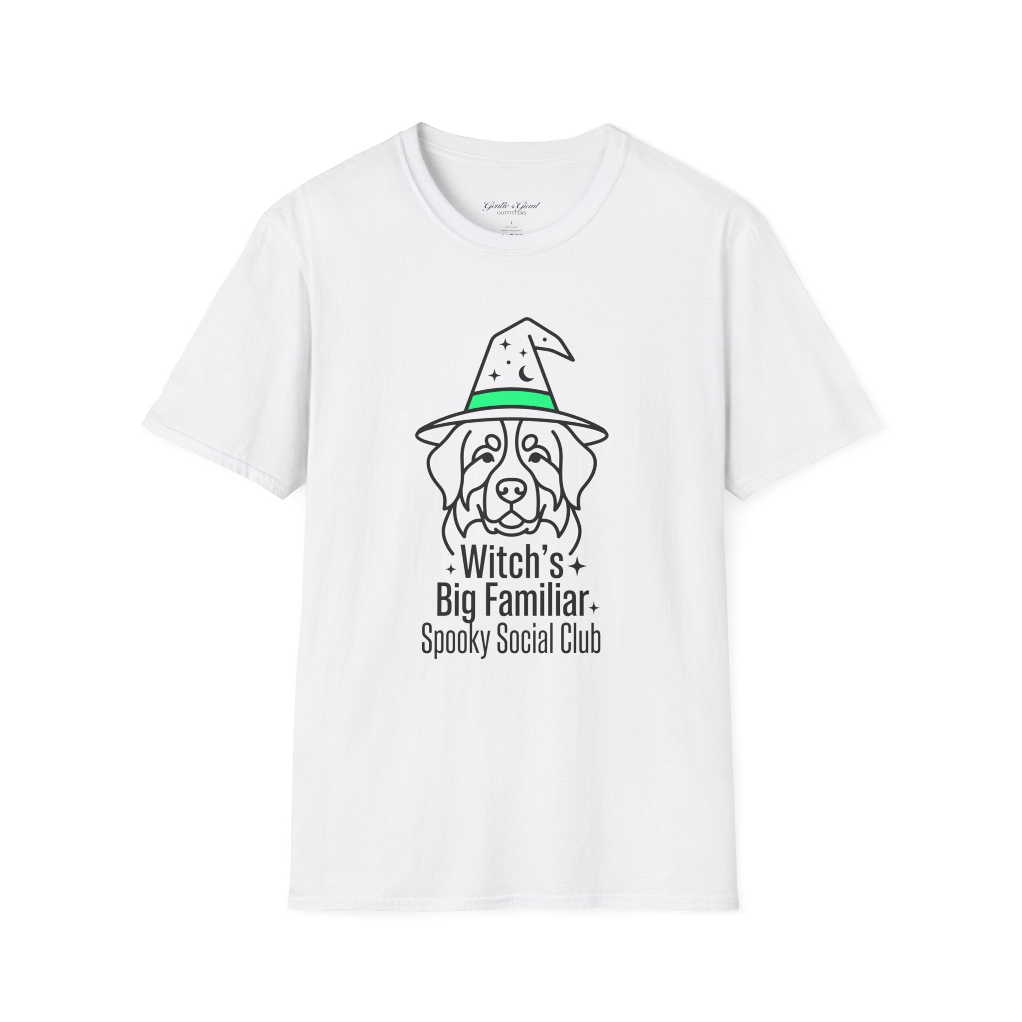 Witch's Big Familiar T-Shirt — Cute Witch Bernese Graphic Tee