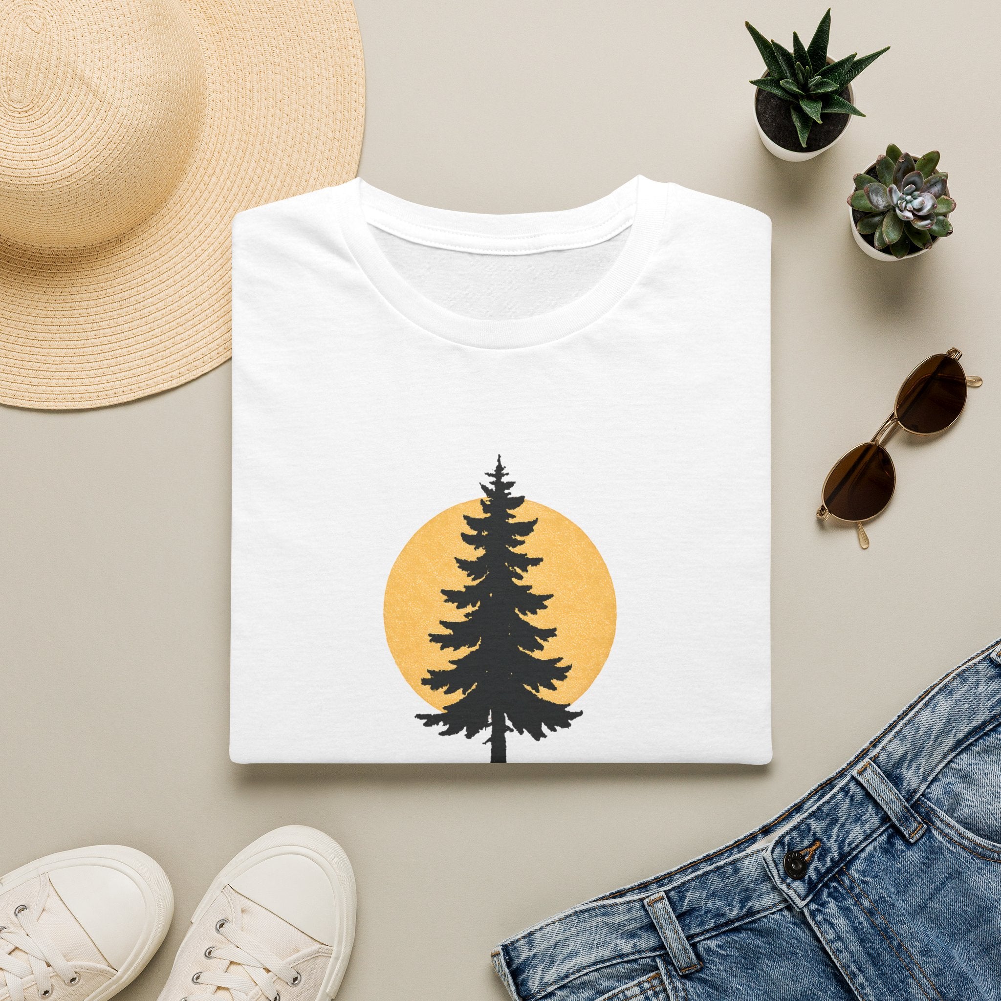 Pine Tree Silhouette Sunset T-Shirt