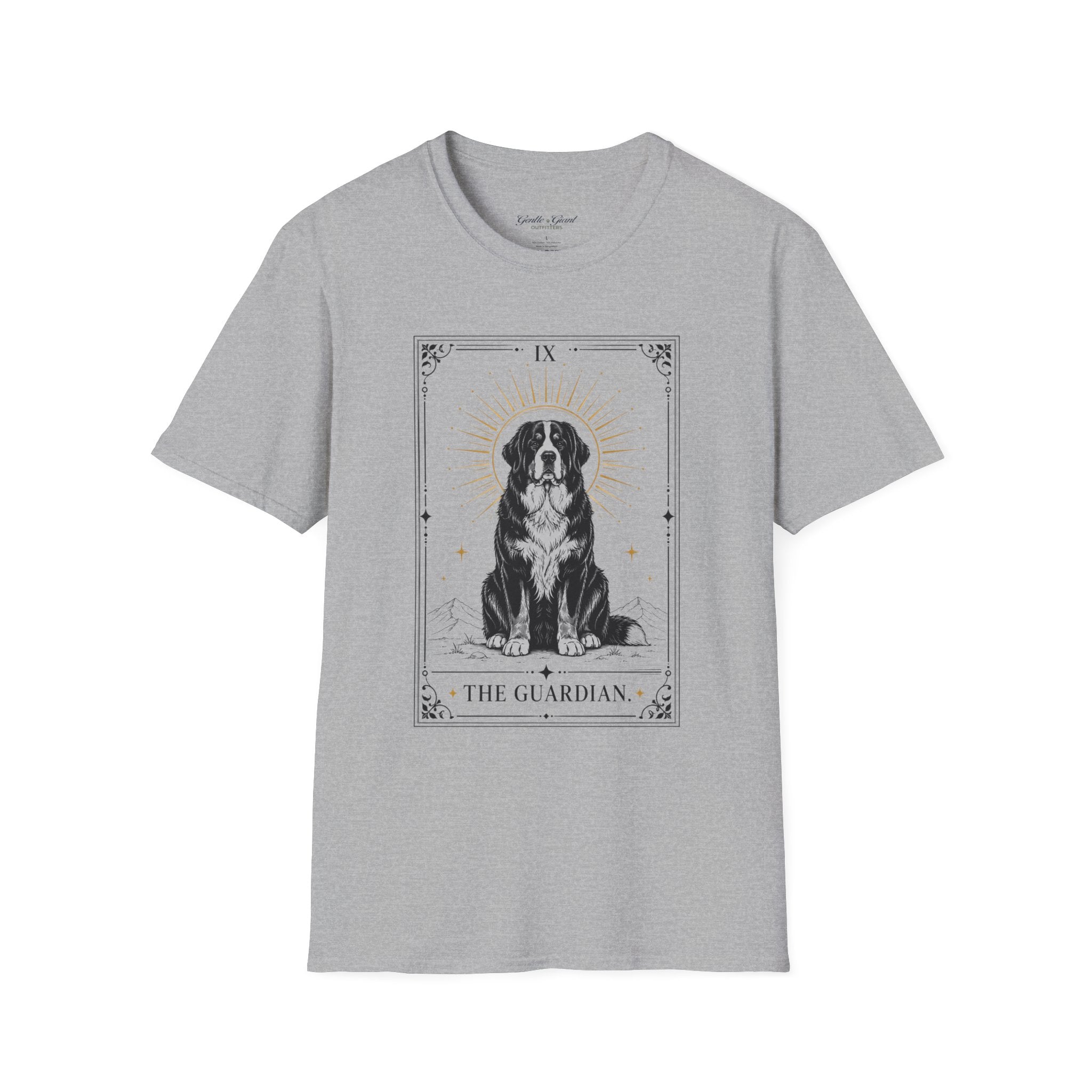 Tarot Dog T-Shirt — “The Guardian” Bernese Mountain Card Tee