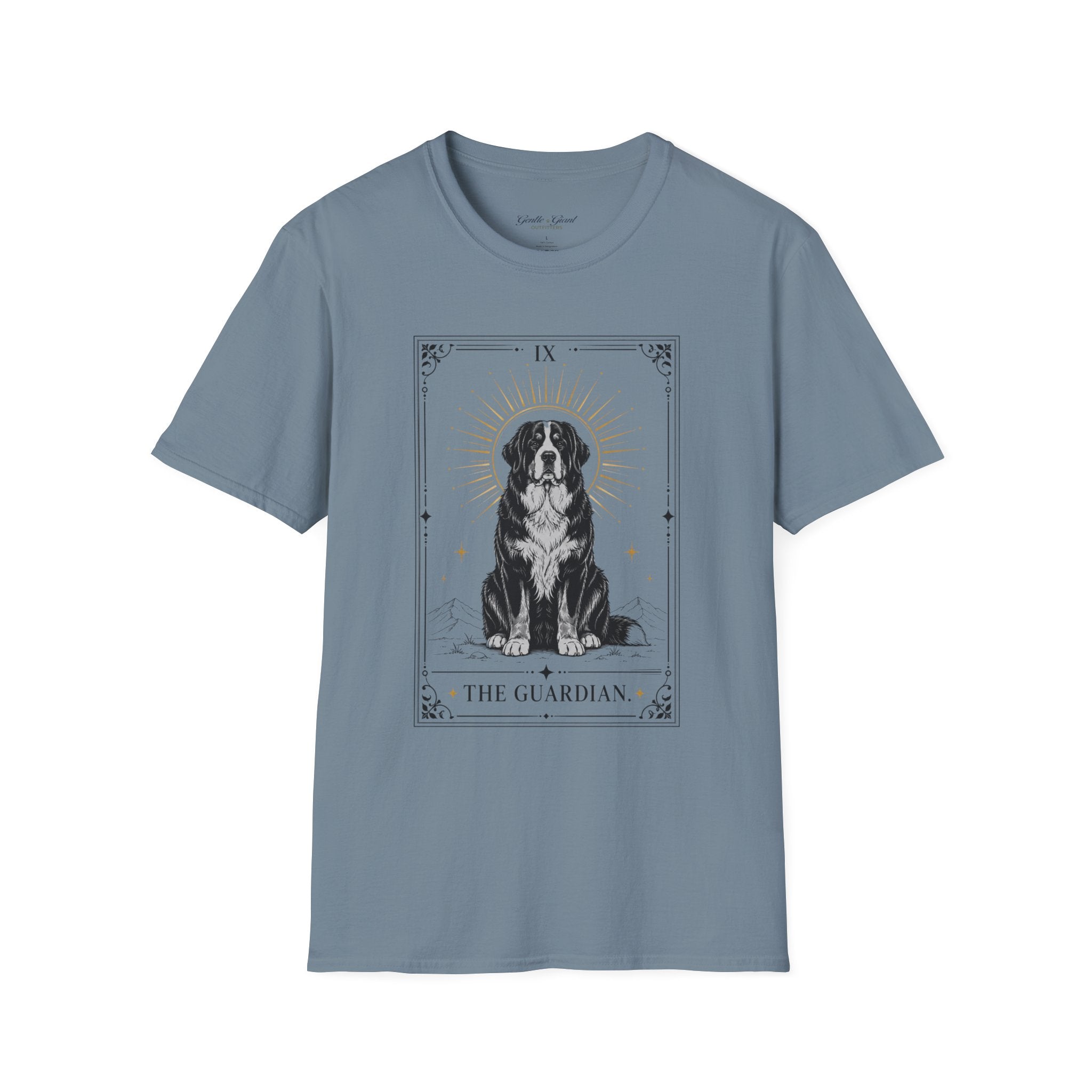 Tarot Dog T-Shirt — “The Guardian” Bernese Mountain Card Tee