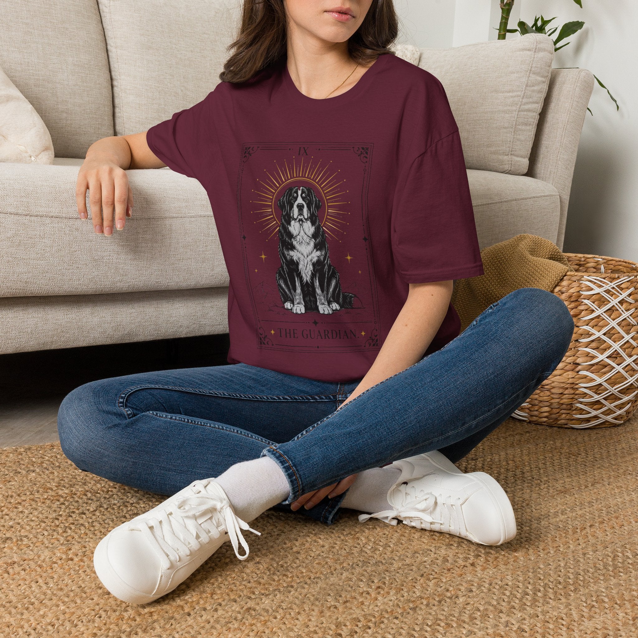 Tarot Dog T-Shirt — “The Guardian” Bernese Mountain Card Tee