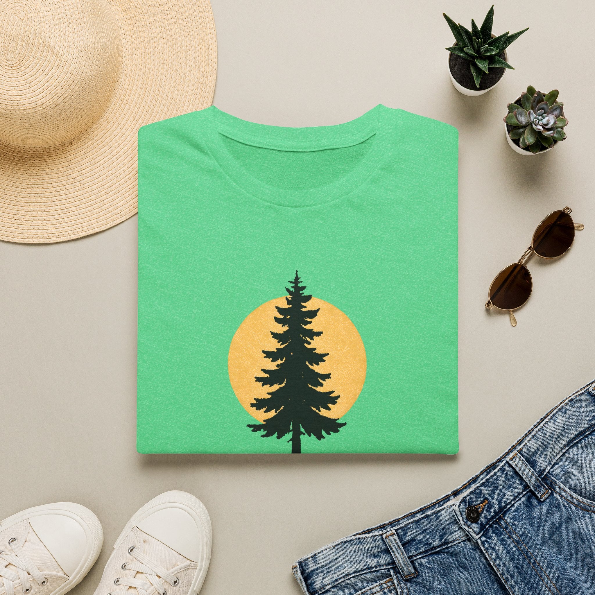 Pine Tree Silhouette Sunset T-Shirt
